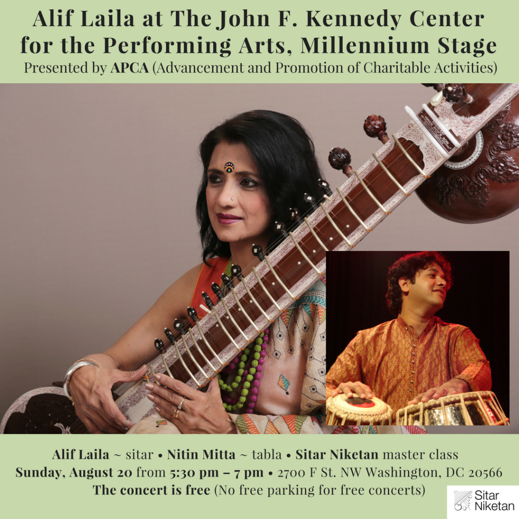 Alif laila Kennedy Center Millennium Stage publicity flyer